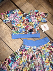 “Penelope Plays in a topping" crop top and skirt