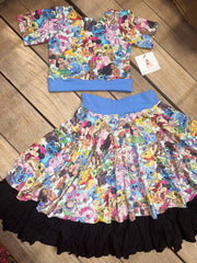 “Penelope Plays in a topping" crop top and skirt