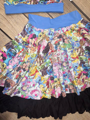 “Penelope Plays in a topping" crop top and skirt