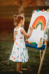 "Penelope paints" watercolor bow back dress 50% off retail was $68